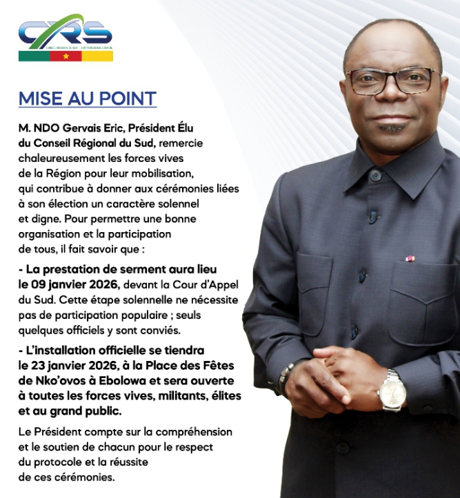 Cameroun : Éric Gervais NDO, clarifie les détails de sa prestation de serment.