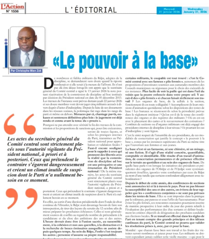 LEÇON DE MORALE À CHRISTOPHE MIENZOK  la critique et la contestation sont des éléments essentiels de la démocratie.