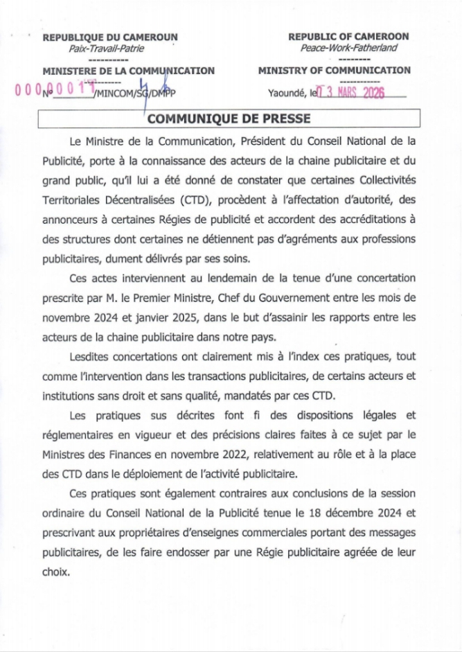 Les Collectivités Territoriales Décentralisés(CTD) , un frein à la régulation de la publicité au Cameroun